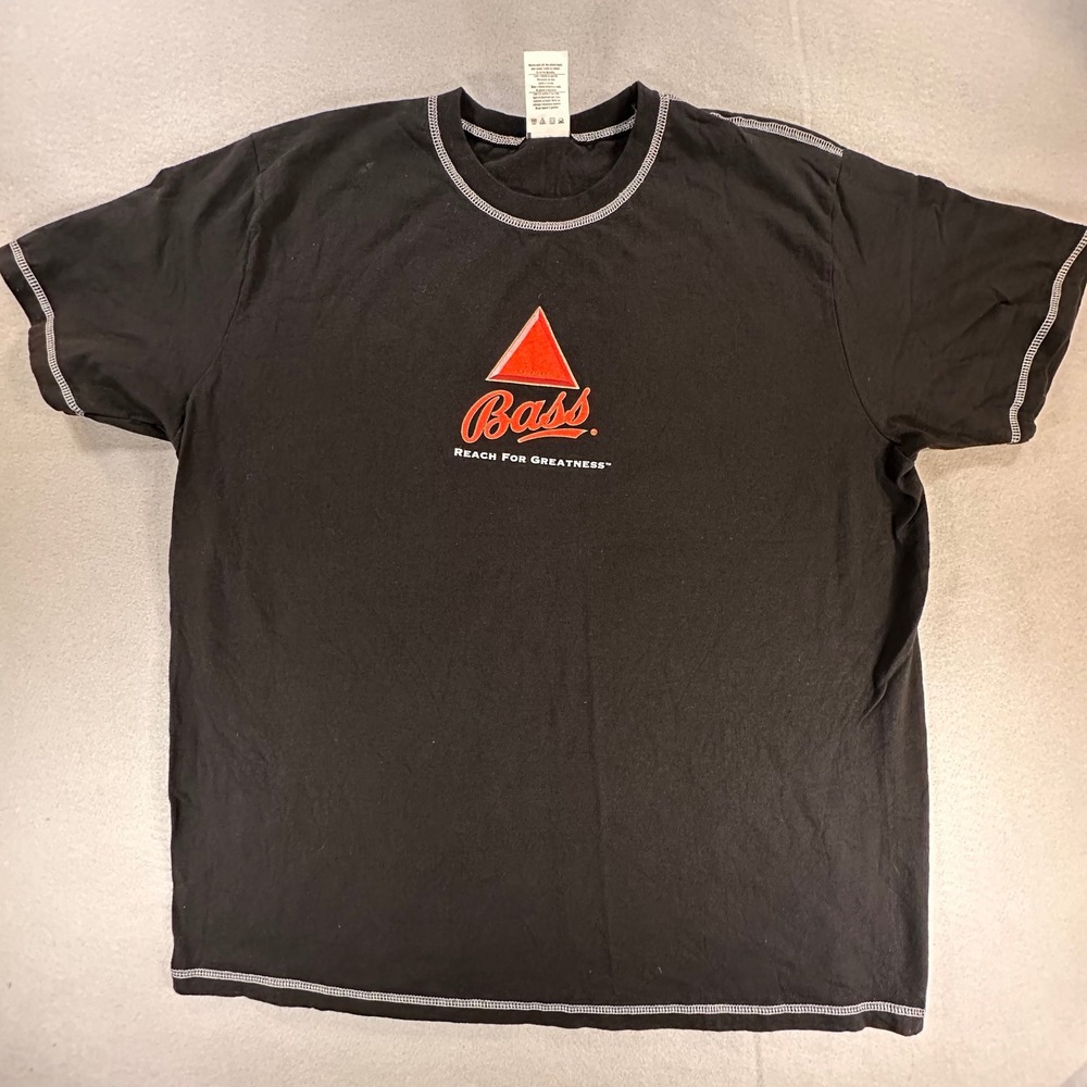 Bass Ale Beer "Reach For Greatness" Hanes Beefy-T Graphic Black T-Shirt Men's XL